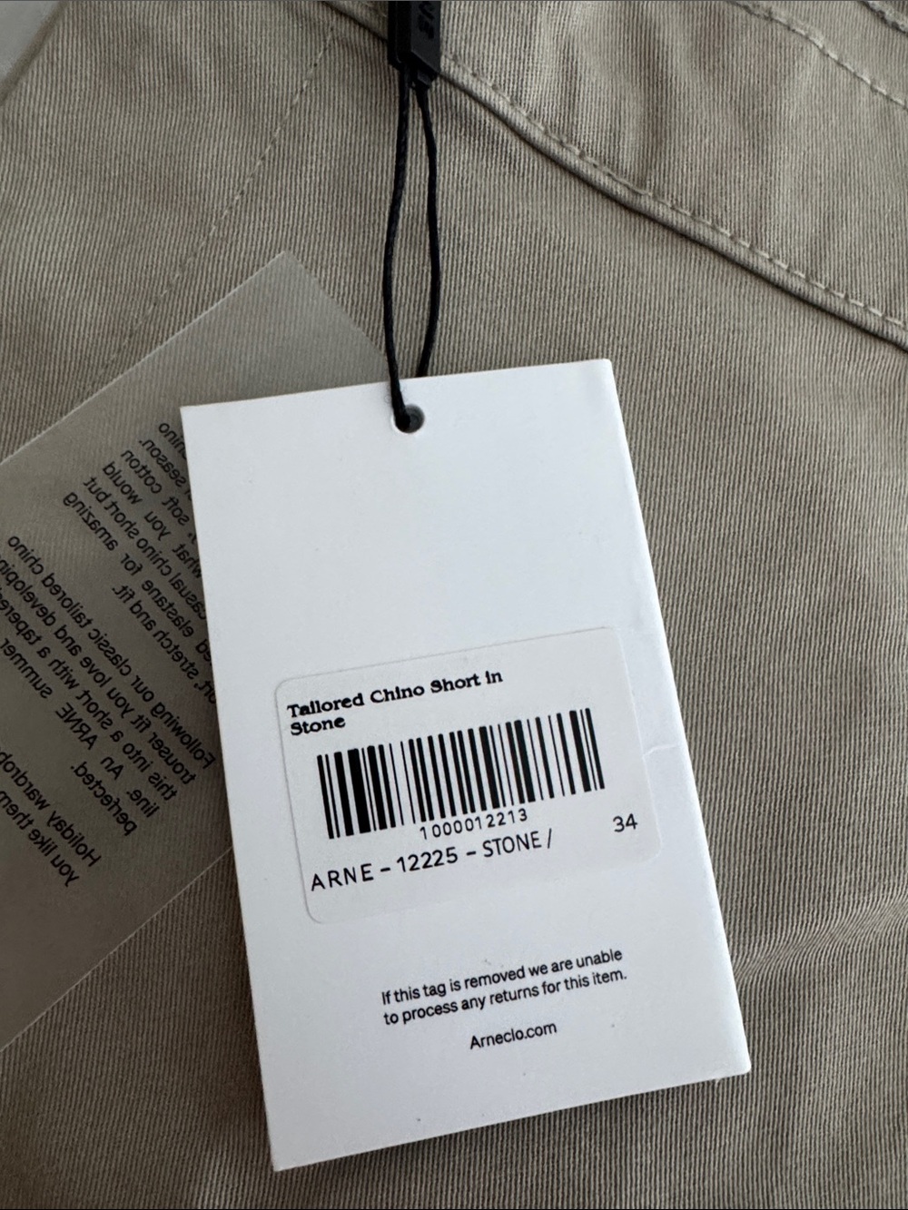 Tailored Chino Short in Stone - Neutral Tan